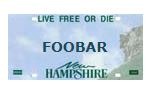 A New Hampshire license plate mock-up reading FOOBAR, under the state motto Live Free or Die.