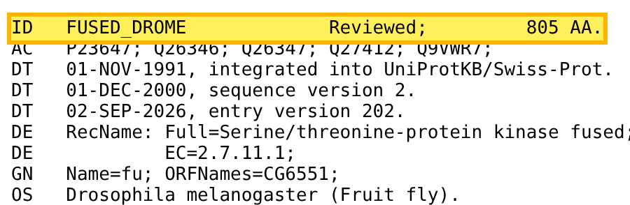 UniProt record FUSED_DROME: serine/threonine-protein kinase fused, gene fu, Drosophila melanogaster (fruit fly).