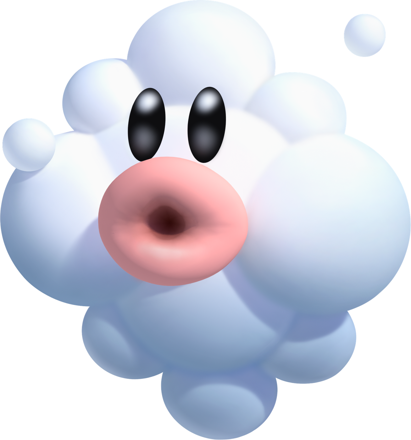 Official artwork of a Foo, the fog-blowing cloud enemy, from New Super Mario Bros. U. (c) Nintendo; via Super Mario Wiki.