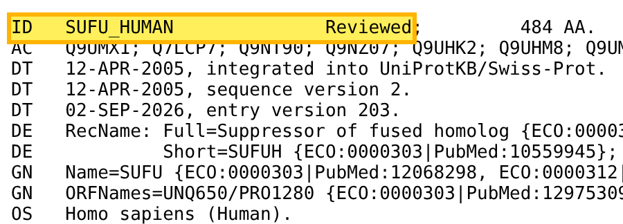UniProt record SUFU_HUMAN: Suppressor of fused homolog, gene SUFU, Homo sapiens.